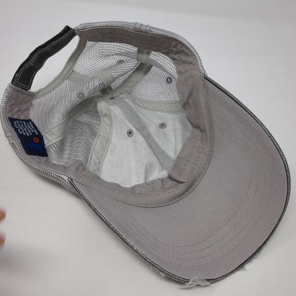 Ha Strapback Trucker Hat Gray One Size Adjustable Distressed Mesh Back 6 Panel - Picture 7 of 9